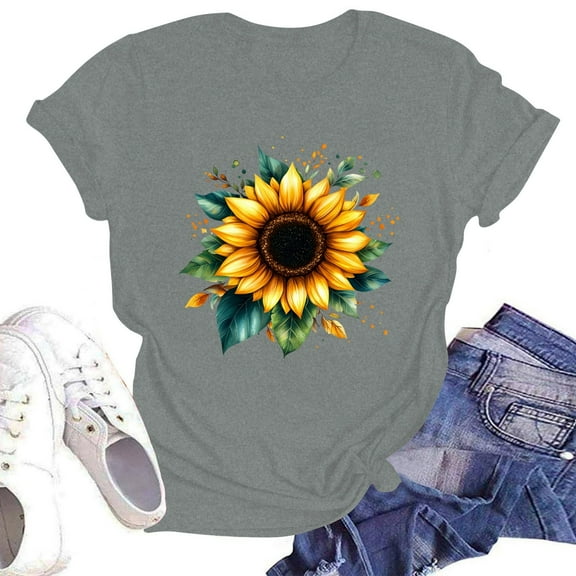 NAMTYQX Womens Oversized Tee Shirts Muster Cool Baggy Short Sleeve Hip Plus Size Graphic Scoop Neck Stretch Ladies Tops and Blouses Gray Size M