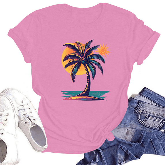 NAMTYQX Womens Oversized Tee Shirts Oversized Baggy Muster Cute Stretch Graphic Round Neck Short Sleeve Airoft Plus Size Summer Tops Pink Size M