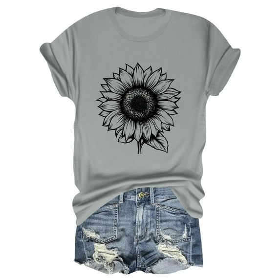 NAMTYQX Womens Oversized Tee Shirts Short Sleeve Cool Crewneck Light Loose Print Plus Size Tropischer Druck Hawaii Tops for Women Trendy Light Gray Size 2XL