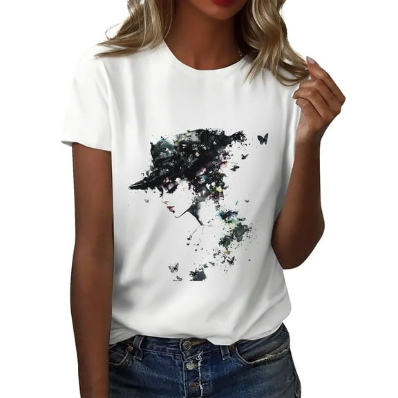 NAMTYQX Womens Oversized Tee Shirts Short Sleeve Cool Simple Stretch Patterned Scoop Neck Fashion Plus Size Relaxed Fit Gray Size 2XL