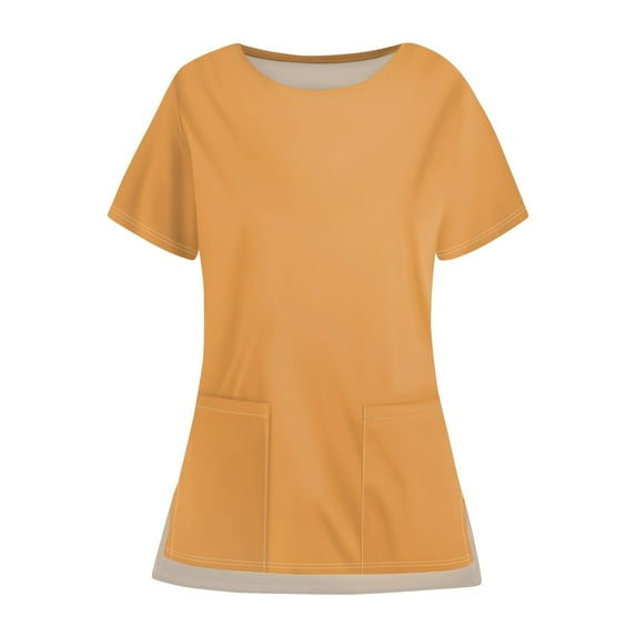 NAMTYQX Womens Plus Size Tops Thanksgiving Scrub Tops Women Women Scrub Tops Scrub Tops with Pockets Orange Size 5XL