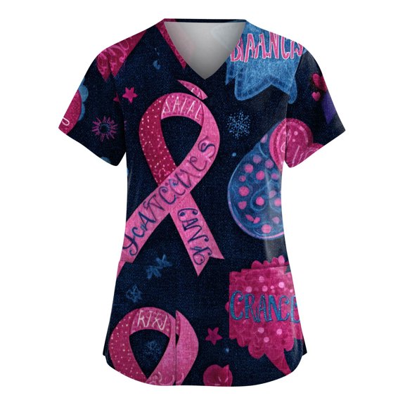 NAMTYQX Womens Scrub Tops Graphic Tees for Women Navy Size XL
