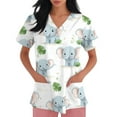 thumbnail image 1 of NAMTYQX Womens Scrubs Lightweight Short Sleeve Loose Fit Casual V Neck Green Size L, 1 of 5