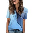 thumbnail image 1 of NAMTYQX Womens Shirts Dressy Casual Plus Size Soft Fashion Casual Relaxed Fit Comfort Button V Neck Short Sleeve Blue Size 3XL, 1 of 5