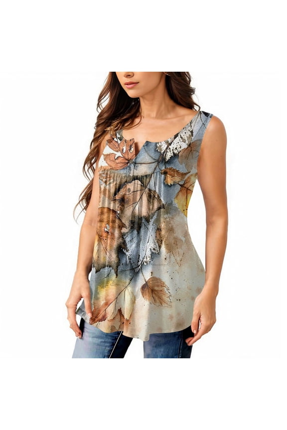 Womens Shirts Dressy Casual Sleeveless Casual Button Deep V Neck Trendy Pleated Spring Blouses for Women 2025 Beige Size 4XL