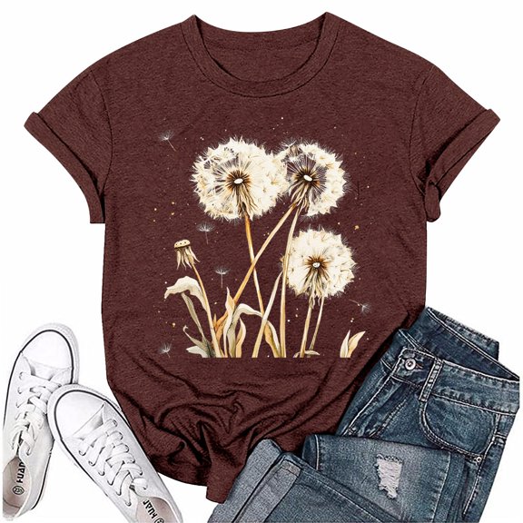 NAMTYQX Womens Short Sleeve Tops Patterned Scoop Neck Cool Print Short Sleeve Lightweight Trending Baggy Plus Size Going Out Tops for Women Deep Red Size L