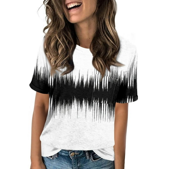 NAMTYQX Womens Short Sleeve Tops Womens Blouse Baggy Short Sleeve Stretchy Patterns Tops for Women Trendy White Size 2XL