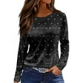 thumbnail image 1 of NAMTYQX Womens Spring Tops Long Sleeve Casual Plus Size Gradient Print Crewneck Loose Fitting Womens Spring Tops Size 2XL Black, 1 of 5
