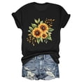 thumbnail image 1 of NAMTYQX Womens Spring Tops Print Printed Light Airoft Plus Size Short Sleeve Loose Fitting Simple Scoop Neck Womens Graphic Tees Black Size L, 1 of 3