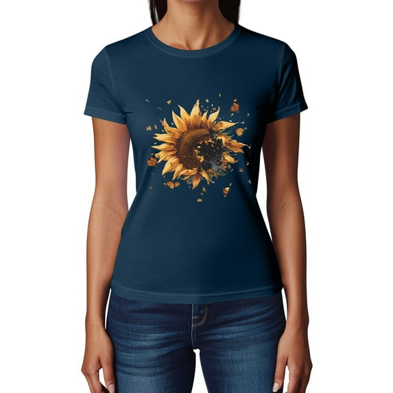 NAMTYQX Womens Spring Tops Soft Lightweight Oversized Trendy Crewneck Graphic Tropischer Druck Short Sleeve Loose Womens T Shirts Navy Size 4XL