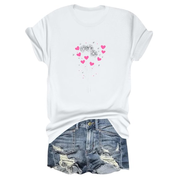 NAMTYQX Womens Summer Shirts Basic Oversized Crew Neck Light Graphic Grafisches Breathable Loose Short Sleeve Women's Summer Tops White Size 2XL