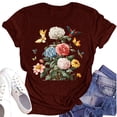 thumbnail image 1 of NAMTYQX Womens Summer Shirts Cool Short Sleeve Oversized Round Neck Bedruckt Print Baggys Stretch Basic Womens Tops Wine Size M, 1 of 4