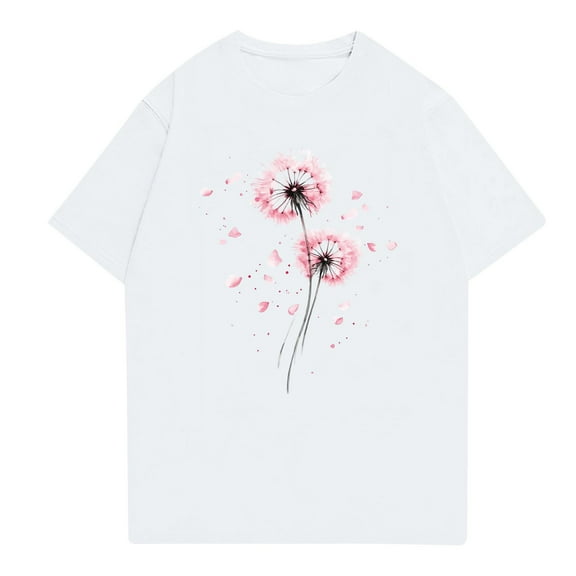 NAMTYQX Womens Summer Shirts Oversized Hawaiian Lightweight Crew Neck Cool Baggy Print Muster Short Sleeve Womens T Shirts Loose Fit White Size S