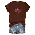 thumbnail image 1 of NAMTYQX Womens Summer Shirts Short Sleeve Casual Oversize Print Stretchy Crewneck Pattern Loose Cool Womens Shirts Dressy Casual Brown Size L, 1 of 4