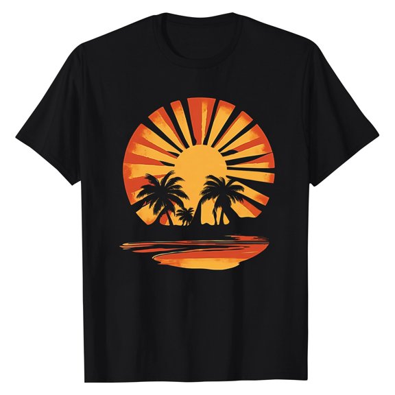 NAMTYQX Womens Summer Tops 2025 Hip Crew-Neck Short Sleeve Stretch Baggy Fullprint Print Plus Size Soft Going Out Tops for Women Black Size 2XL