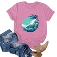 thumbnail image 1 of NAMTYQX Womens Summer Tops 2025 Lightweight Cute Breathable Plus Size Boyfriend Print Short Sleeve Round Neck Graphic Shirts for Women Pink Size 2XL, 1 of 3