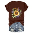 thumbnail image 1 of NAMTYQX Womens Summer Tops 2025 Patterned Oversized Fashion Looses Stretchy Round Neck Short Sleeve Cool Bedruckte Womens Oversized Tee Shirts Wine Size XL, 1 of 3