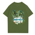 thumbnail image 1 of NAMTYQX Womens Summer Tops Airoft Short Sleeve Trendy Graphic O-Neck Muster Oversize Lightweight Baggy Tshirts Shirts for Women Graphic Army Green Size S, 1 of 5