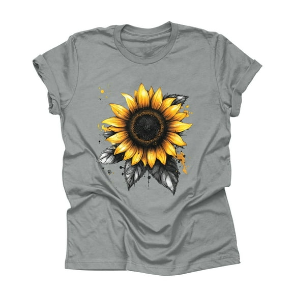 NAMTYQX Womens Summer Tops Casual Patterned Plus Size Stretchy Looses Scoop Neck Soft Short Sleeve Bedruckte Womens Blouses Gray Size M