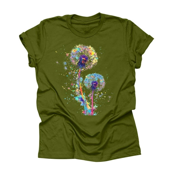 NAMTYQX Womens Summer Tops Cool Short Sleeve Oversized Round Neck Patterns Basic Loose Stretchy Fullprint Going Out Tops for Women Green Size XL