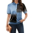 thumbnail image 1 of NAMTYQX Womens Summer Tops Lapel Short Sleeve Casual Womens Golf Shirts Fashion Soft Blue Size 2XL, 1 of 5