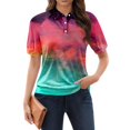 thumbnail image 1 of NAMTYQX Womens Summer Tops Lapel Trending Womens Golf Polo Shirts Soft Short Sleeve Lounges Dark Purple Size 3XL, 1 of 5