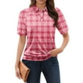 thumbnail image 1 of NAMTYQX Womens Summer Tops Lounges Short Sleeve Trending Soft Womens Polo Shirts Lapel Hot Pink Size XL, 1 of 5