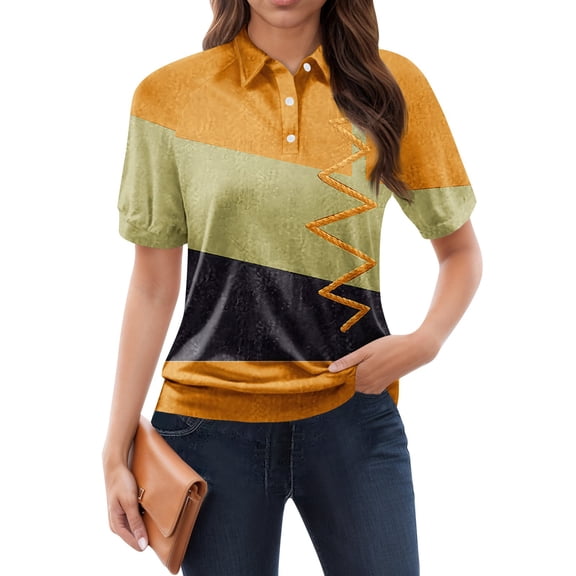 NAMTYQX Womens Summer Tops Soft Short Sleeve Womens Polo Shirts Lounge Lapel Trendy Orange Size XL