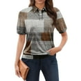 thumbnail image 1 of NAMTYQX Womens Summer Tops Womens Polo Shirts Short Sleeve Lounge Lapel Soft Fashion Brown Size XL, 1 of 5