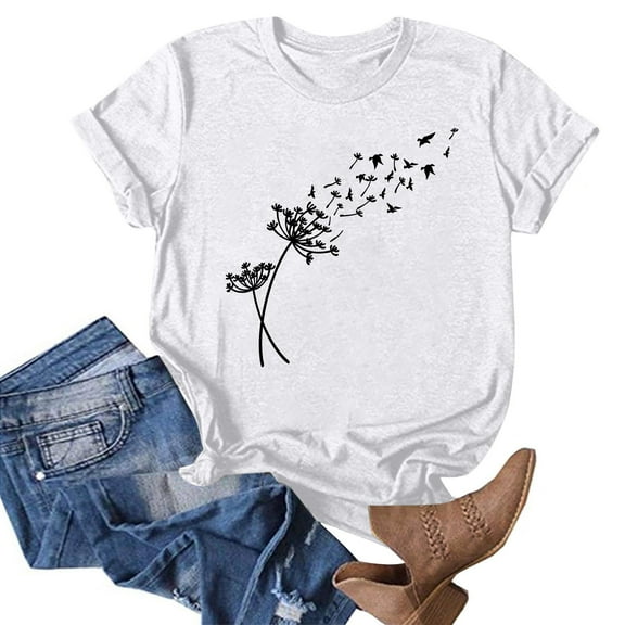 NAMTYQX Womens T Shirts Baggy Lounge Crewneck Oversized Cool Lightweight Print Printed Short Sleeve Womens Hawaiian Shirt White Size M