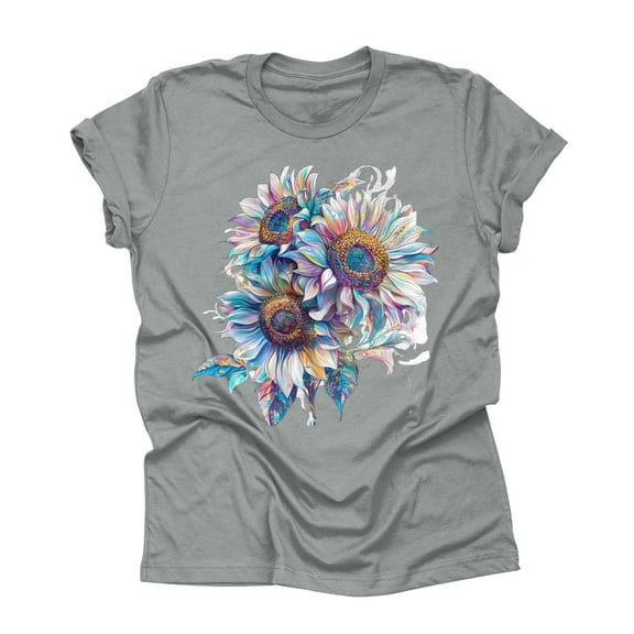 NAMTYQX Womens T Shirts Loose Fit Breathable Patterns Oversized Looses Muster Short Sleeve Casual Crewneck Light Women's T-Shirts Gray Size 2XL