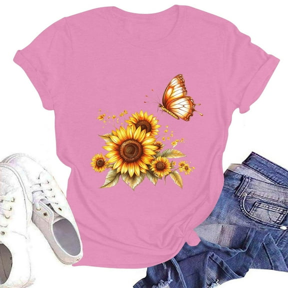 NAMTYQX Womens T Shirts Loose Fit Breathable Print Muster Looses Light Cute Crewneck Short Sleeve Plus Size Womens Tops Dressy Casual Pink Size XL