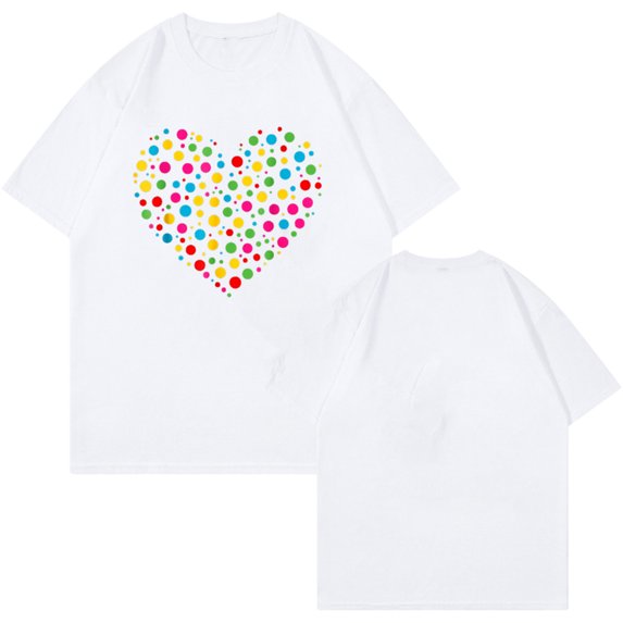 NAMTYQX Womens T Shirts Loose Fit Oversized Airoft Crewneck Lightweight Muster Print Short Sleeve Relaxed Fit Basic Blouses for Women Casual White Size L