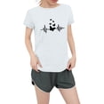 thumbnail image 1 of NAMTYQX Womens T Shirts Loose Fit Short Sleeve Plus Size Breathable Mit Print Simple Loose Crew Neck Print Light Ladies Tops and Blouses White Size 2XL, 1 of 5