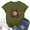 thumbnail image 1 of NAMTYQX Womens T Shirts Stretch Patterns Casual Print Short Sleeve Round Neck Airoft Plus Size Loose Fitting Womens Summer Tops Gold Size 2XL, 1 of 3