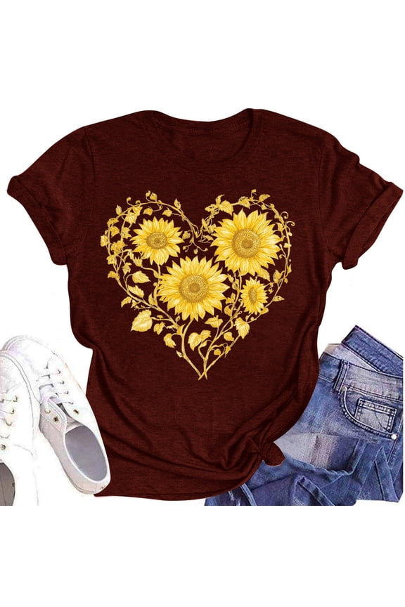 Womens T Shirts mit Print Boxy Fit Basic Stretch Soft Scoop Neck Plus Size Patterned Short Sleeve Womens Graphic Tees Wine Size XL