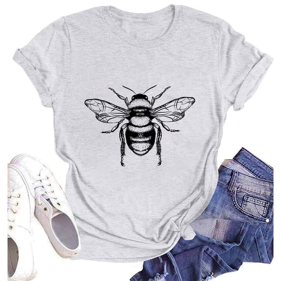 NAMTYQX Womens Tops Casual Crewneck Basic Lightweight Short Sleeve Soft Oversize Grafisches Boxy Fit Print Womens Graphic Tees White Size 2XL