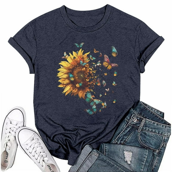 NAMTYQX Womens Tops Casual Short Sleeve Plus Size Loose Cool Crewneck Graphic Light Patterned Hip Womens Graphic Tees Yellow Size 3XL