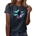 thumbnail image 1 of NAMTYQX Womens Tops Dressy Casual Plus Size Boxy Fit Graphic Trendy Crewneck Airoft Stretchy Muster Short Sleeve Womens Tshirts Cotton Loose Fit Blue Size S, 1 of 5