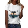 thumbnail image 1 of NAMTYQX Womens Tops Plus Size Short Sleeve Trendy Boxy Fit Print Crewneck Print Cool Lightweight Fall Shirts for Women 2025 Dark Gray Size 4XL, 1 of 5