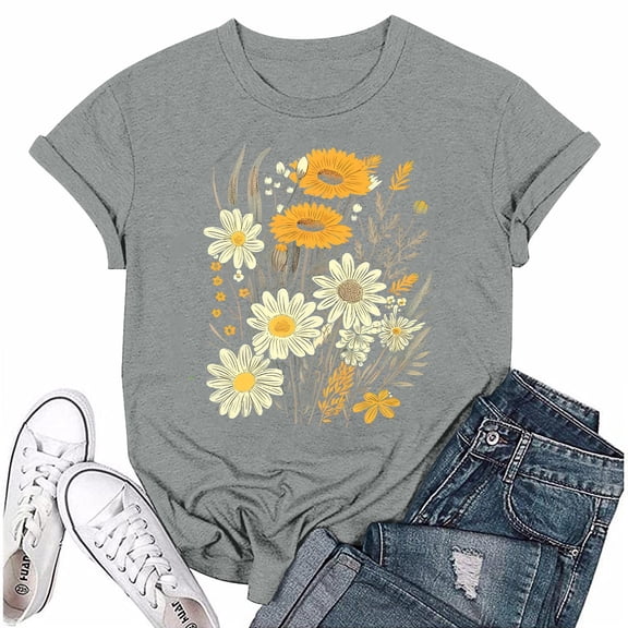 NAMTYQX Womens Tops Print Lightweight Casual Cool Grafisches Plus Size Crewneck Short Sleeve Baggy Plus Size Tops for Women Saffron Size 3XL