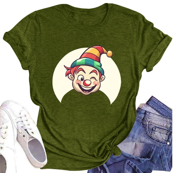NAMTYQX Womens Tshirts Cotton Loose Fit Boxy Fit Cool Stretch Casual Graphic Scoop Neck Short Sleeve Print Plus Size Womens Summer Tops Army Green Size S