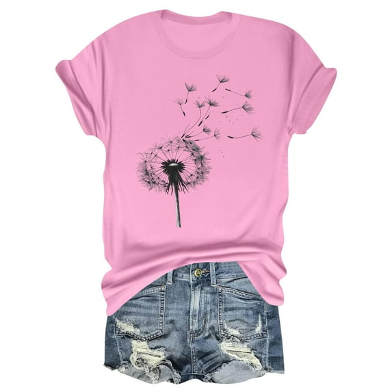 NAMTYQX Womens Tshirts Cotton Loose Fit Grafisches Graphic Loose Fit Short Sleeve Scoop Neck Lightweight Fashion Plus Size Soft Womens Oversized Tee Shirts Pink Size M