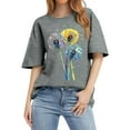 thumbnail image 1 of NAMTYQX Womens Tshirts Cotton Loose Fit Short Sleeve Light Mit Muster Plus Size Crewneck Loose Cool Basic Printed Shirts for Women Trendy Summer Gray Size L, 1 of 5