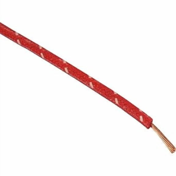 NAMZ OEM Color Cloth-Braided Wire 25ft. Pack 16g - Red w/White Tracer