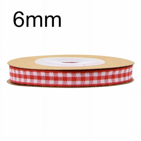 NAMZI 0.24 Inch x 5.5 Yards Gingham Ribbon, Classic Plaid Buffalo Checker Ribbon for Gift Wrapping, Hair Bows & DIY Crafts, Red