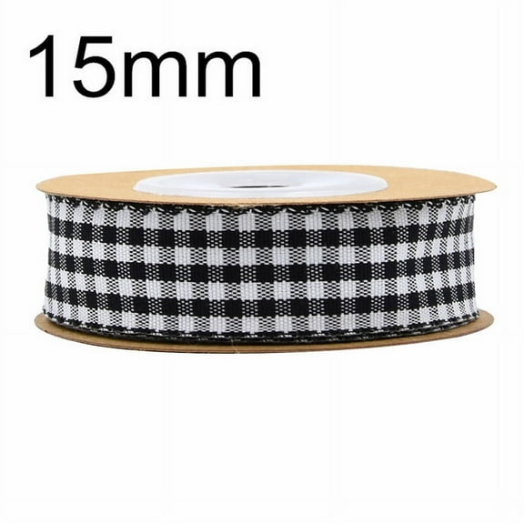 NAMZI 0.6 Inch x 5.5 Yards Gingham Ribbon, Classic Plaid Buffalo Checker Ribbon for Gift Wrapping, Hair Bows & DIY Crafts, Black