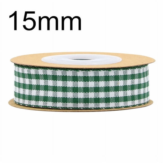 NAMZI 0.6 Inch x 5.5 Yards Gingham Ribbon, Classic Plaid Buffalo Checker Ribbon for Gift Wrapping, Hair Bows & DIY Crafts, Dark Green