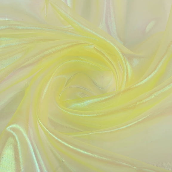 NAMZI 1.1Yard x 59in Magic Laser Holographic Fabric, Iridescent Sequin Gradient Organza Lace, Ideal for Wedding Photography Backdrops, Party DIY Supplies, Yellow