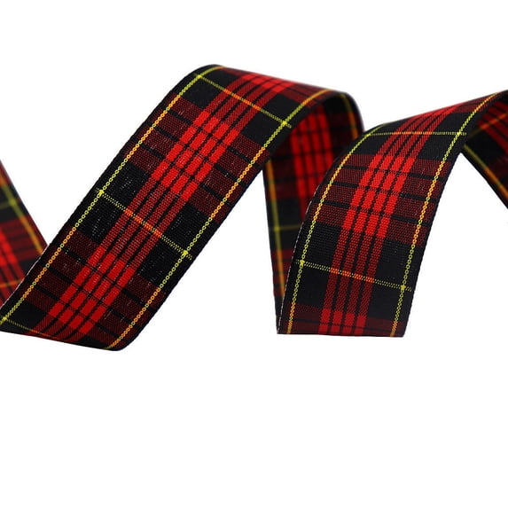 NAMZI 1.5" x 10 Yards Buffalo Check Plaid Gingham Ribbon, Great for Christmas Tree Decor, Wreath Bows, Farmhouse Festive Accents, Gift Wrapping, Floral Arrangement, Red D
